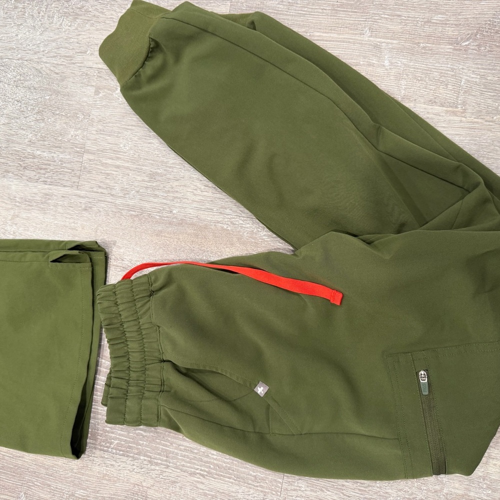 Figs Olive Green Technical Jogger Pants & top - Picture 2 of 5